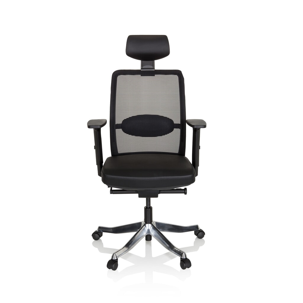 hjh OFFICE Bürostuhl / Drehstuhl SENATOR PRO Leder, Netzstoff, schwarz Produktabbildung: hjh OFFICE Bürostuhl / Drehstuhl SENATOR PRO Leder, Netzstoff, schwarz