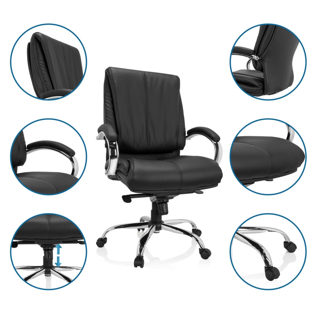 hjh OFFICE Bürostuhl / Chefsessel XXL H 100 PU, schwarz Produktabbildung Nr. 3: hjh OFFICE Bürostuhl / Chefsessel XXL H 100 PU, schwarz