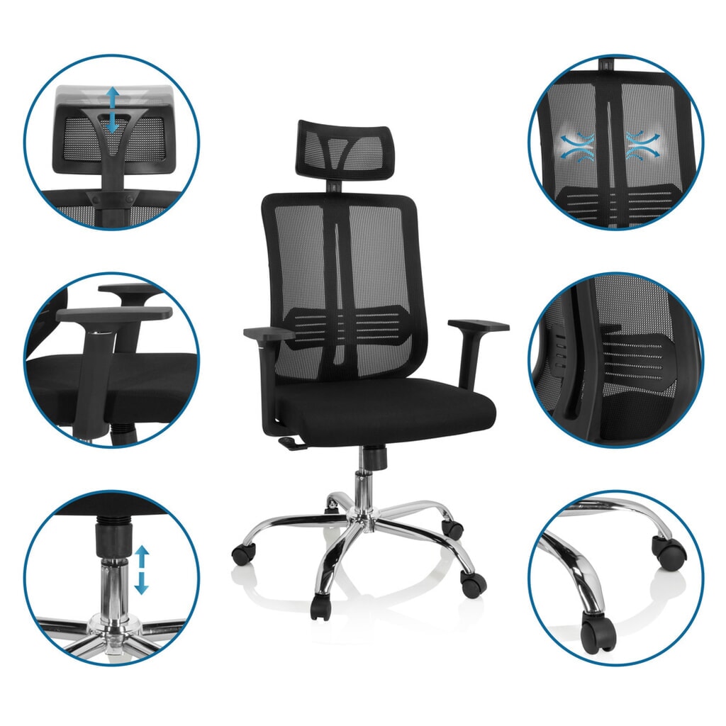 Produktabbildung Nr. 3: hjh OFFICE Bürostuhl / Drehstuhl ZH 200 Netzstoff, schwarz