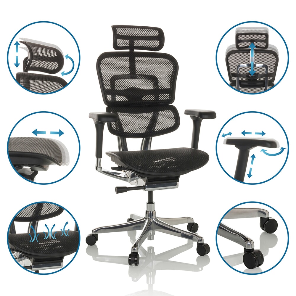 Produktabbildung Nr. 3: hjh OFFICE Chefsessel ERGOHUMAN GEN2, Tragkraft 150 kg, Netzstoff, Sitzhöhe 480 - 590 mm, schwarz