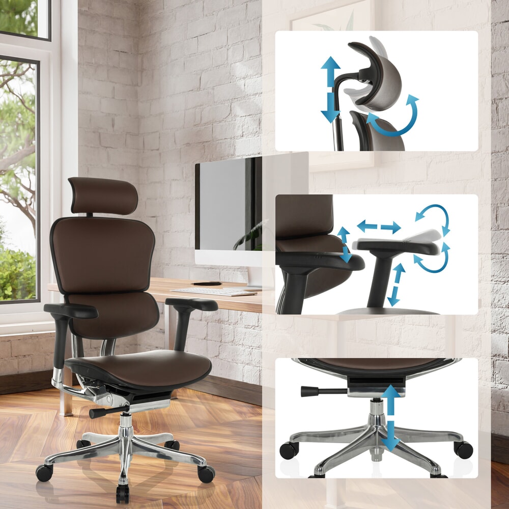 Produktabbildung Nr. 3: hjh OFFICE Chefsessel ERGOHUMAN GEN2, Tragkraft 150 kg, Echtleder, Sitzhöhe 460 - 560 mm, dunkelbraun