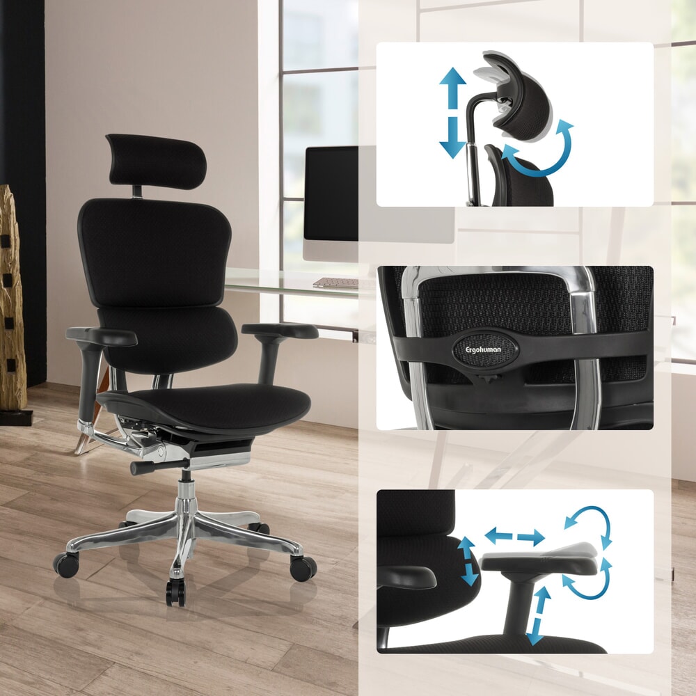 Produktabbildung Nr. 3: hjh OFFICE Chefsessel ERGOHUMAN GEN2, Tragkraft 150 kg, Vollpolster, Sitzhöhe 450 - 560 mm, schwarz