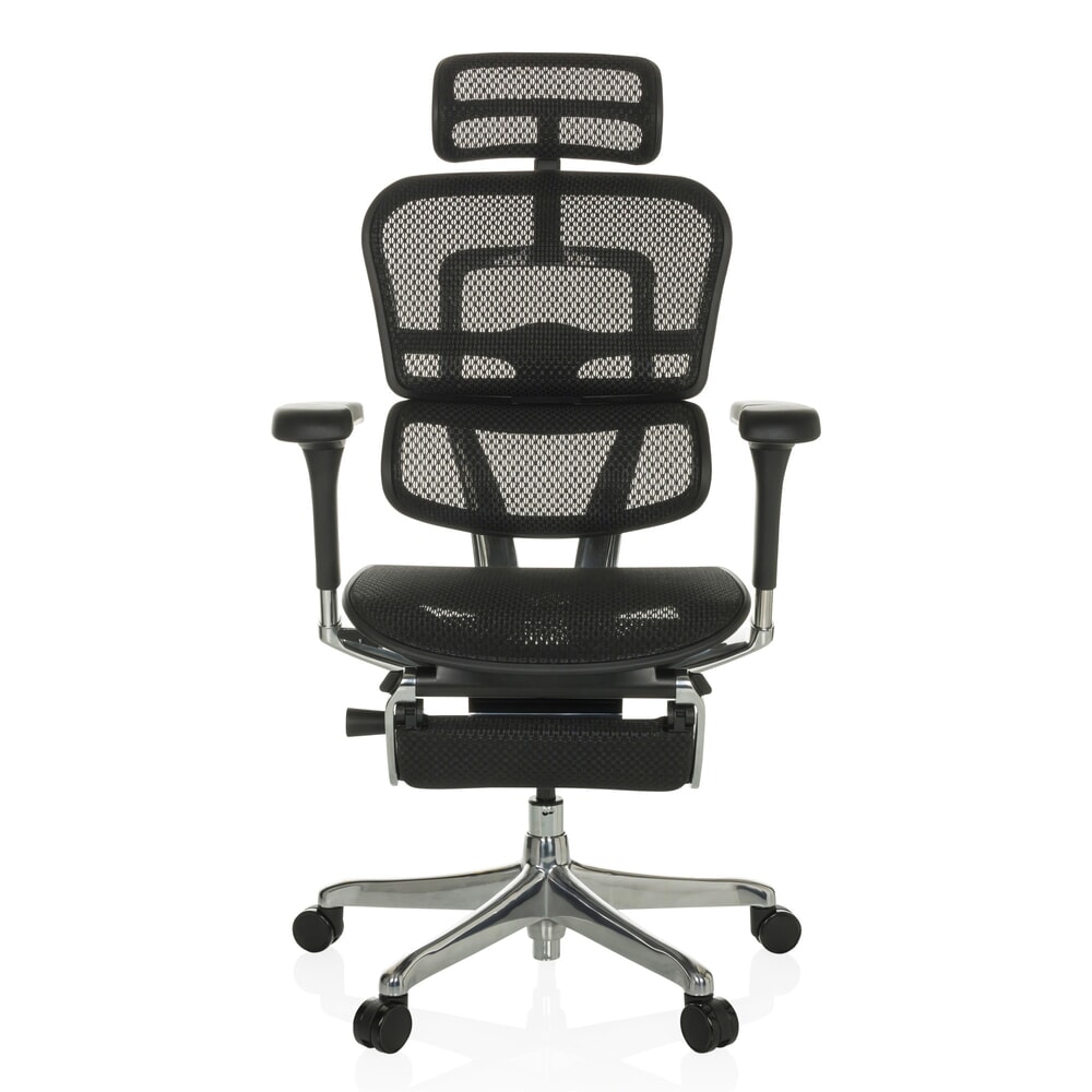 Produktabbildung Nr. 1: hjh OFFICE Chefsessel ERGOHUMAN PLUS LEGPRO GEN2, Tragkraft 150 kg, mit Beinablage, Netzstoff, Sitzhöhe 480 - 580 mm, schwarz