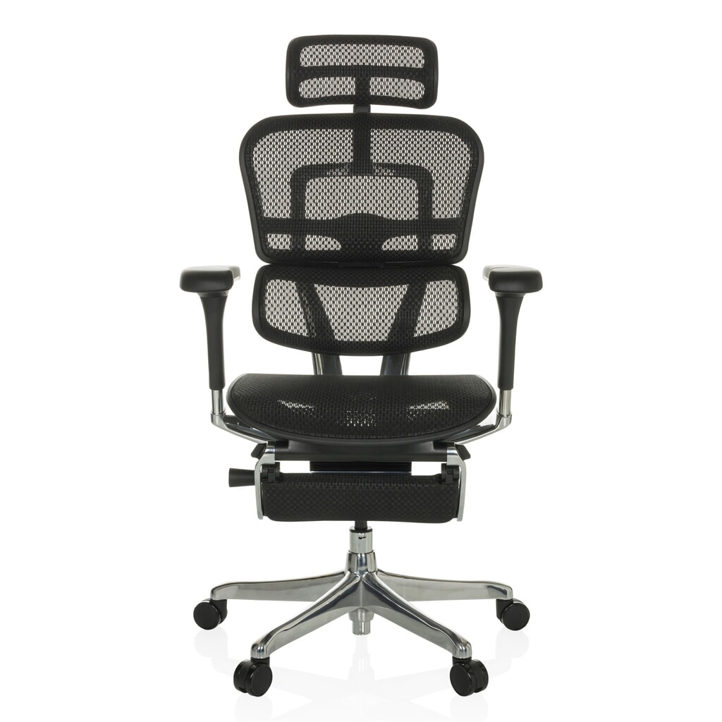 Produktabbildung: hjh OFFICE Chefsessel ERGOHUMAN PLUS LEGPRO GEN2, Tragkraft 150 kg, mit Beinablage, Netzstoff, Sitzhöhe 480 - 580 mm, schwarz