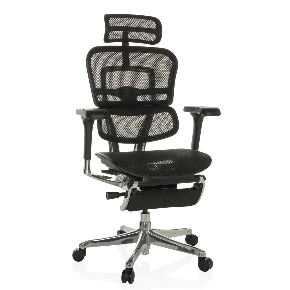 Produktabbildung Nr. 5: hjh OFFICE Chefsessel ERGOHUMAN PLUS LEGPRO GEN2, Tragkraft 150 kg, mit Beinablage, Netzstoff, Sitzhöhe 480 - 580 mm, schwarz