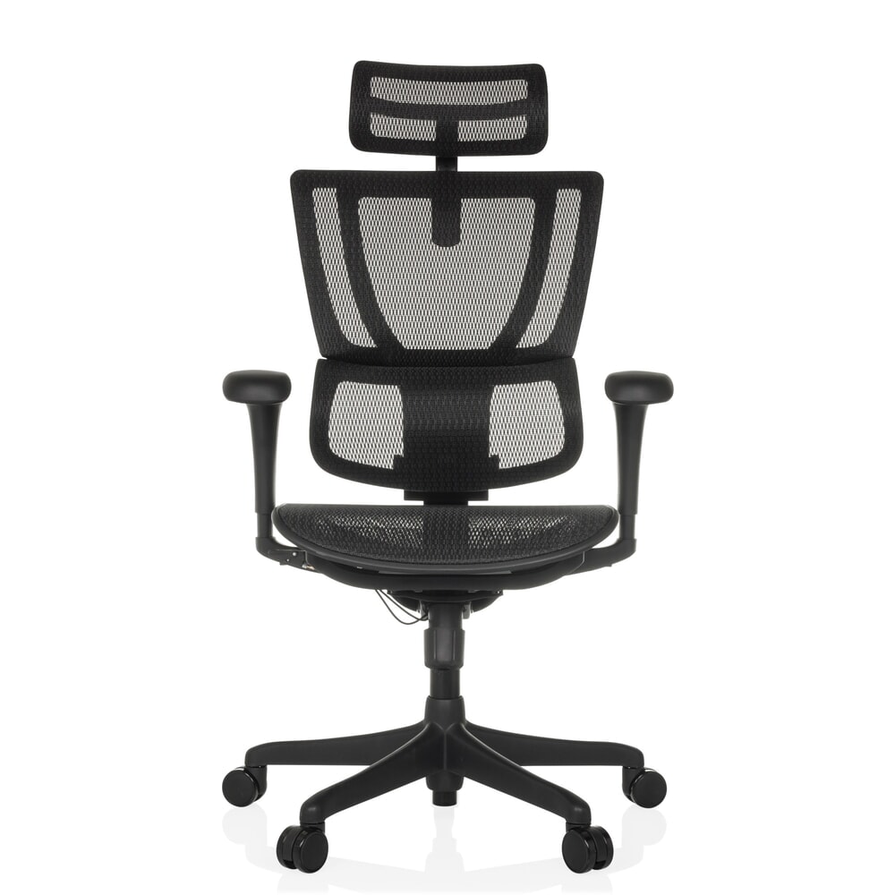 Produktabbildung Nr. 1: hjh OFFICE Chefsessel ERGOHUMAN SLIM ECO M GEN2, mit flexibler Rückenlehne, Tragkraft 120 kg, Höhe 1120 - 1340 mm, Netzstoffsitz, schwarz
