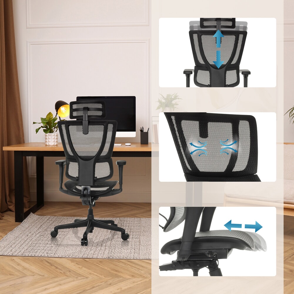 Produktabbildung Nr. 4: hjh OFFICE Chefsessel ERGOHUMAN SLIM ECO M GEN2, mit flexibler Rückenlehne, Tragkraft 120 kg, Höhe 1120 - 1340 mm, Netzstoffsitz, schwarz