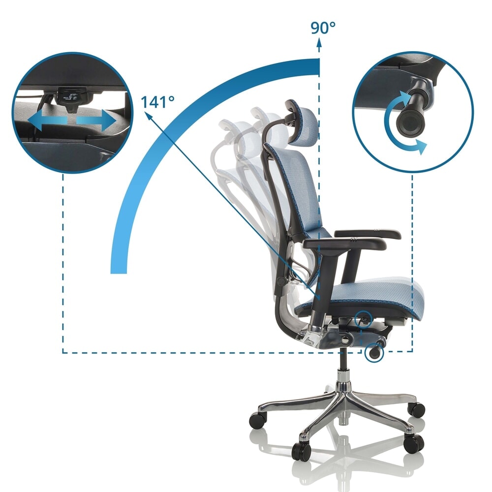 Produktabbildung Nr. 2: hjh OFFICE Chefsessel ERGOHUMAN SLIM GEN2, mit flexibler Rückenlehne, Tragkraft 150 kg, blau, Armlehne schwarz