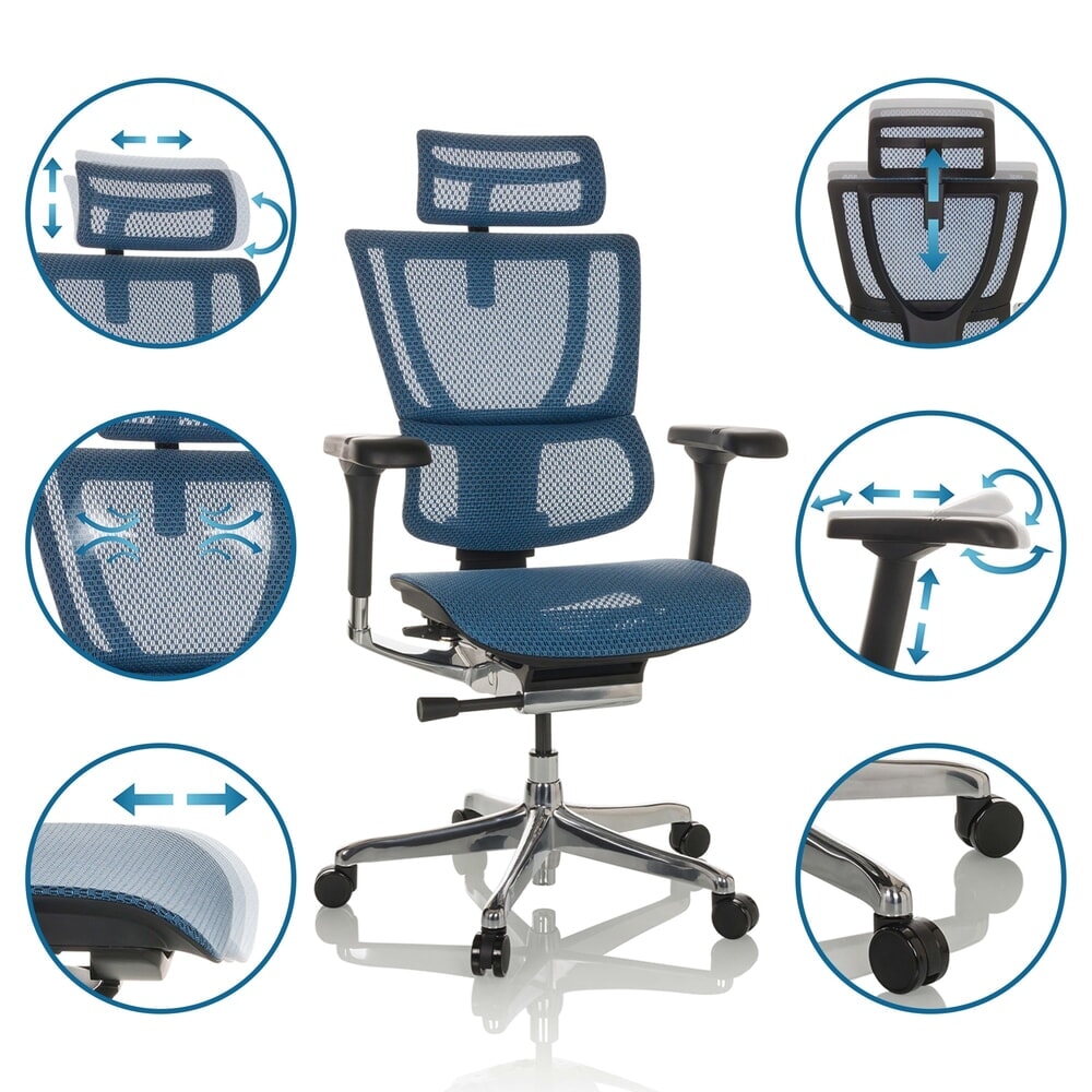 Produktabbildung Nr. 3: hjh OFFICE Chefsessel ERGOHUMAN SLIM GEN2, mit flexibler Rückenlehne, Tragkraft 150 kg, blau, Armlehne schwarz