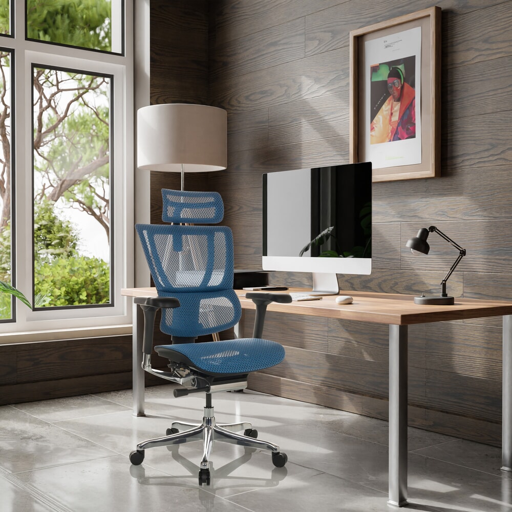 Produktabbildung Nr. 4: hjh OFFICE Chefsessel ERGOHUMAN SLIM GEN2, mit flexibler Rückenlehne, Tragkraft 150 kg, blau, Armlehne schwarz