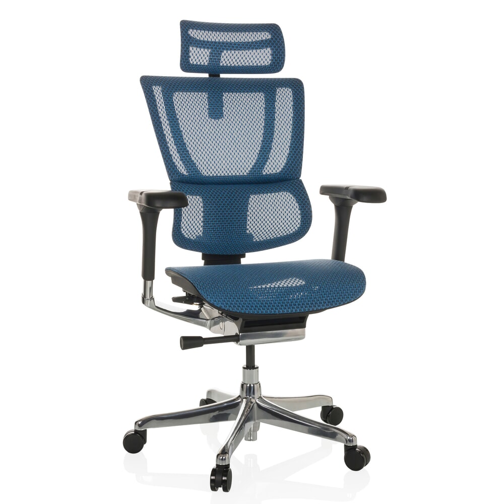 Produktabbildung Nr. 5: hjh OFFICE Chefsessel ERGOHUMAN SLIM GEN2, mit flexibler Rückenlehne, Tragkraft 150 kg, blau, Armlehne schwarz