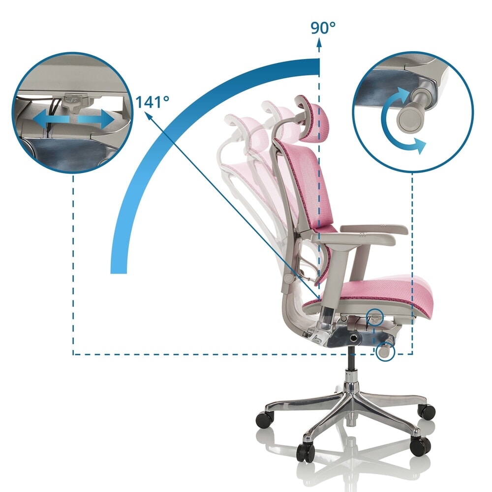 Produktabbildung Nr. 2: hjh OFFICE Chefsessel ERGOHUMAN SLIM G GEN2, mit flexibler Rückenlehne, Tragkraft 150 kg, rosa, Armlehne grau