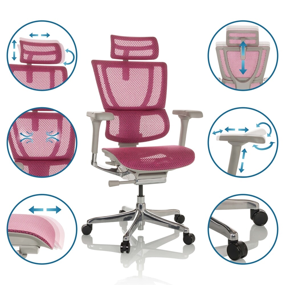 Produktabbildung Nr. 3: hjh OFFICE Chefsessel ERGOHUMAN SLIM G GEN2, mit flexibler Rückenlehne, Tragkraft 150 kg, rosa, Armlehne grau