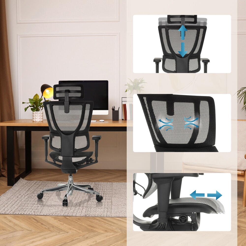 Produktabbildung Nr. 4: hjh OFFICE Chefsessel ERGOHUMAN SLIM ULTRA GEN2, mit flexibler Rückenlehne, Tragkraft 120 kg, Höhe 1160 - 1350 mm, Netzstoffsitz, schwarz