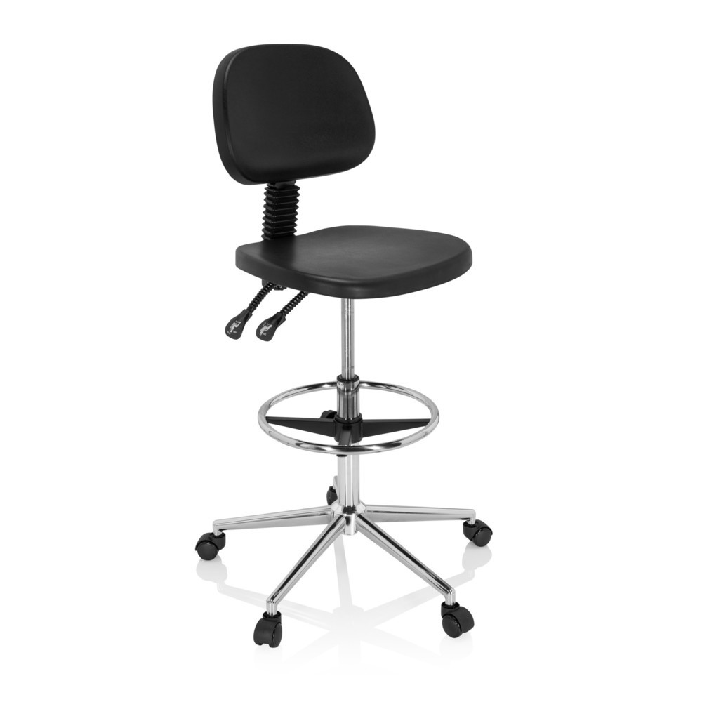 Produktabbildung Nr. 2: hjh OFFICE Drehhocker / Arbeitsstuhl TOP WORK 24 I Hartschaum, schwarz