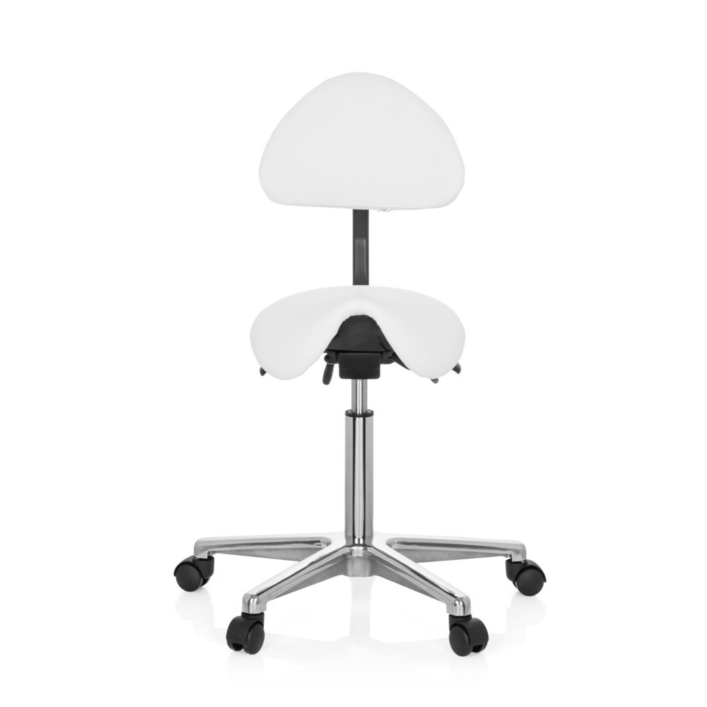 Produktabbildung Nr. 1: hjh OFFICE Hocker / Drehhocker TOP WORK 20 Kunstleder, weiß