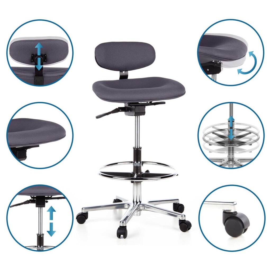 Produktabbildung Nr. 12: hjh OFFICE Hocker / Drehhocker WORK MF Stoff, anthrazit