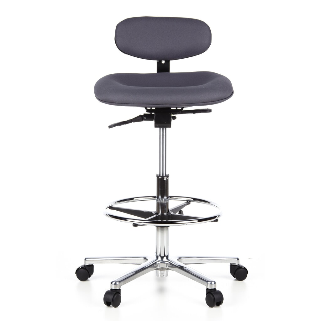 hjh OFFICE Hocker / Drehhocker WORK MF Stoff, anthrazit Produktabbildung: hjh OFFICE Hocker / Drehhocker WORK MF Stoff, anthrazit