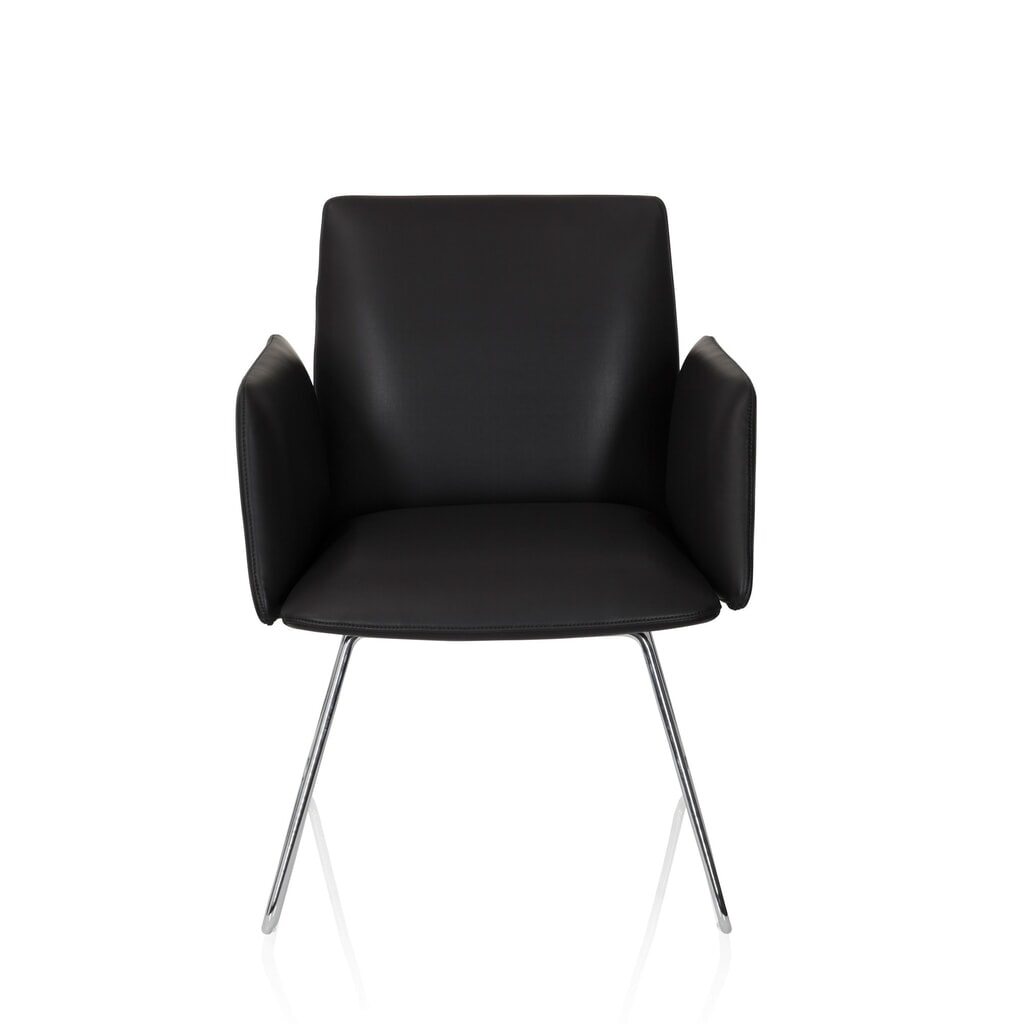 hjh OFFICE Besucherstuhl / Kufenstuhl DESIGNIA V Kunstleder, schwarz Produktabbildung Nr. 1: hjh OFFICE Besucherstuhl / Kufenstuhl DESIGNIA V Kunstleder, schwarz