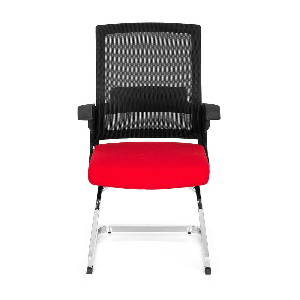 Produktabbildung Nr. 1: hjh OFFICE Konferenzstuhl / Freischwinger / INVENTOR V Stoff, schwarz / rot