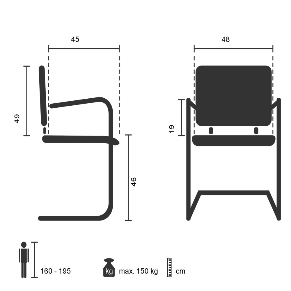 Produktabbildung Nr. 5: hjh OFFICE Konferenzstuhl / Freischwinger / INVENTOR V Stoff, schwarz