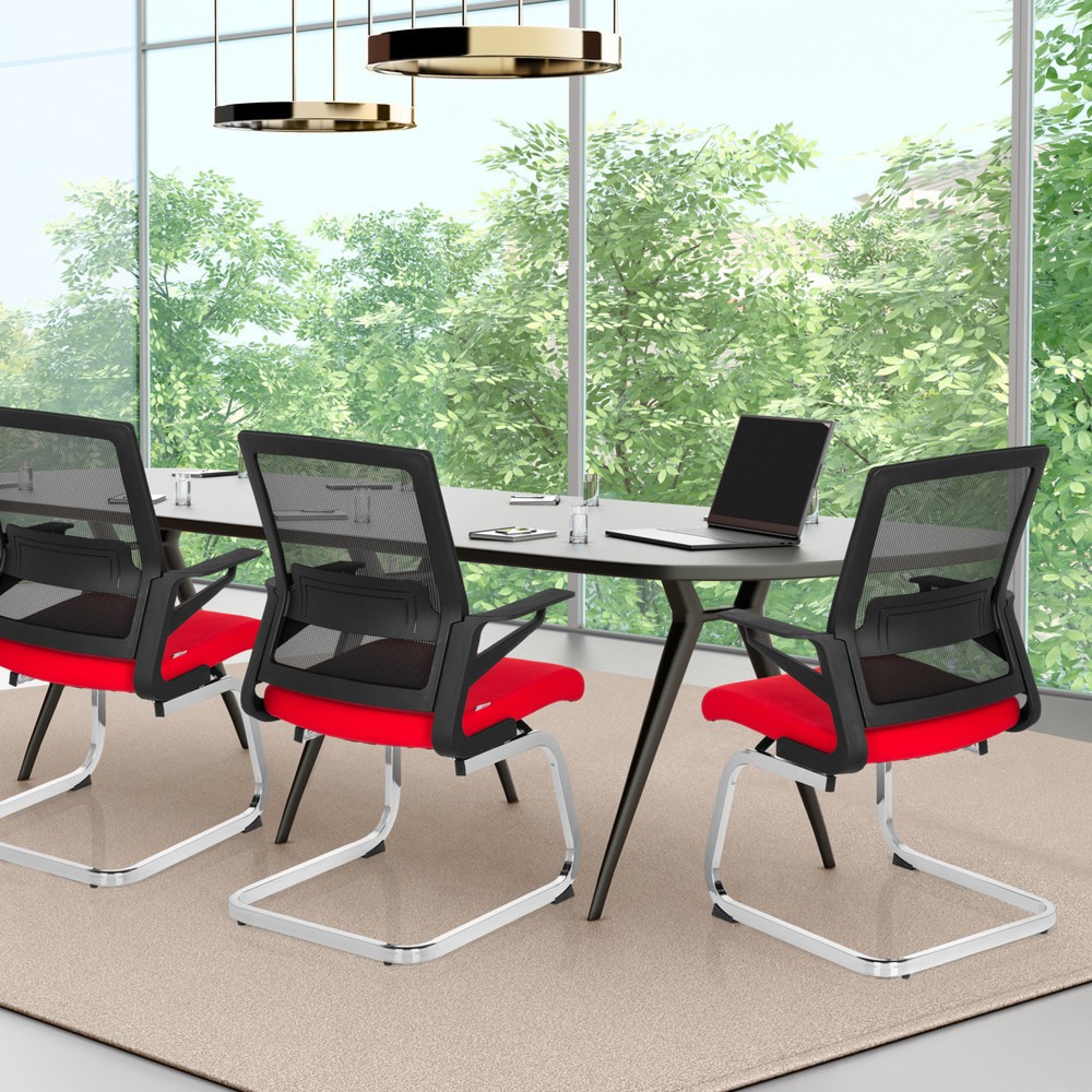 Produktabbildung Nr. 4: hjh OFFICE Konferenzstuhl / Freischwinger / INVENTOR V Stoff, schwarz / rot
