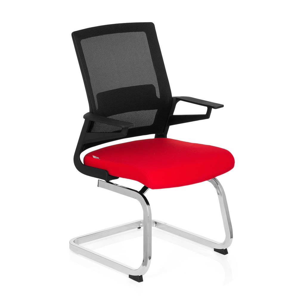 Produktabbildung Nr. 5: hjh OFFICE Konferenzstuhl / Freischwinger / INVENTOR V Stoff, schwarz / rot
