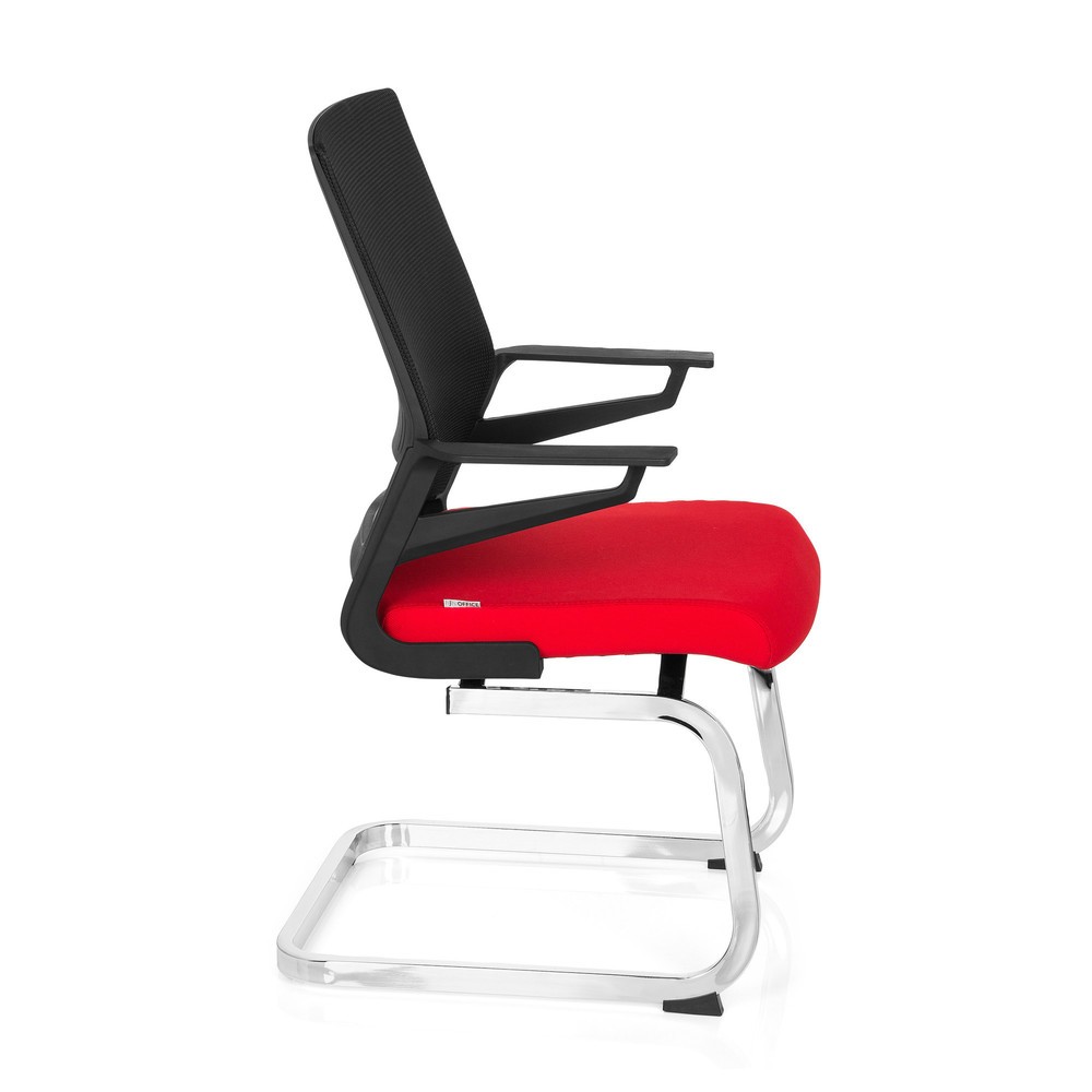 Produktabbildung Nr. 6: hjh OFFICE Konferenzstuhl / Freischwinger / INVENTOR V Stoff, schwarz / rot