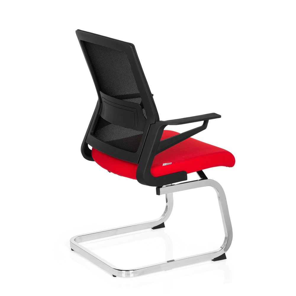 Produktabbildung Nr. 7: hjh OFFICE Konferenzstuhl / Freischwinger / INVENTOR V Stoff, schwarz / rot