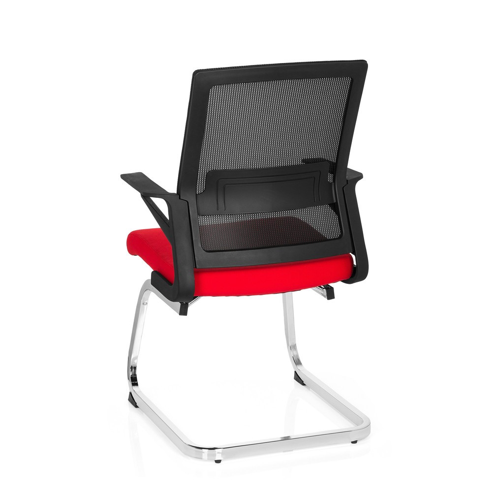 Produktabbildung Nr. 9: hjh OFFICE Konferenzstuhl / Freischwinger / INVENTOR V Stoff, schwarz / rot