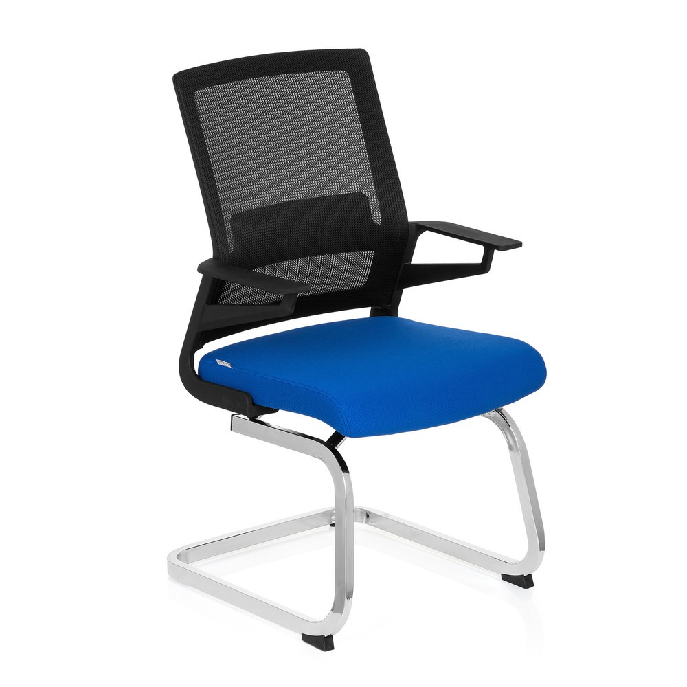 Produktabbildung Nr. 5: hjh OFFICE Konferenzstuhl / Freischwinger / INVENTOR V Stoff, schwarz / blau