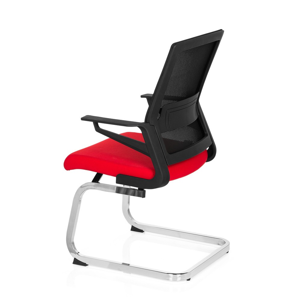Produktabbildung Nr. 10: hjh OFFICE Konferenzstuhl / Freischwinger / INVENTOR V Stoff, schwarz / rot