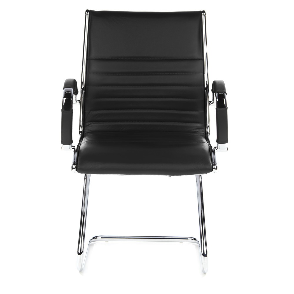 Produktabbildung: hjh OFFICE Konferenzstuhl / Freischwinger PARMA V Leder, schwarz Chrom