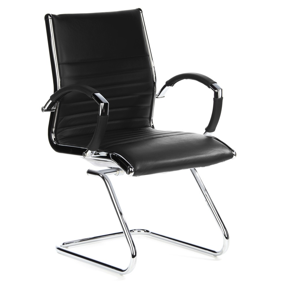 Produktabbildung Nr. 2: hjh OFFICE Konferenzstuhl / Freischwinger PARMA V Leder, schwarz Chrom