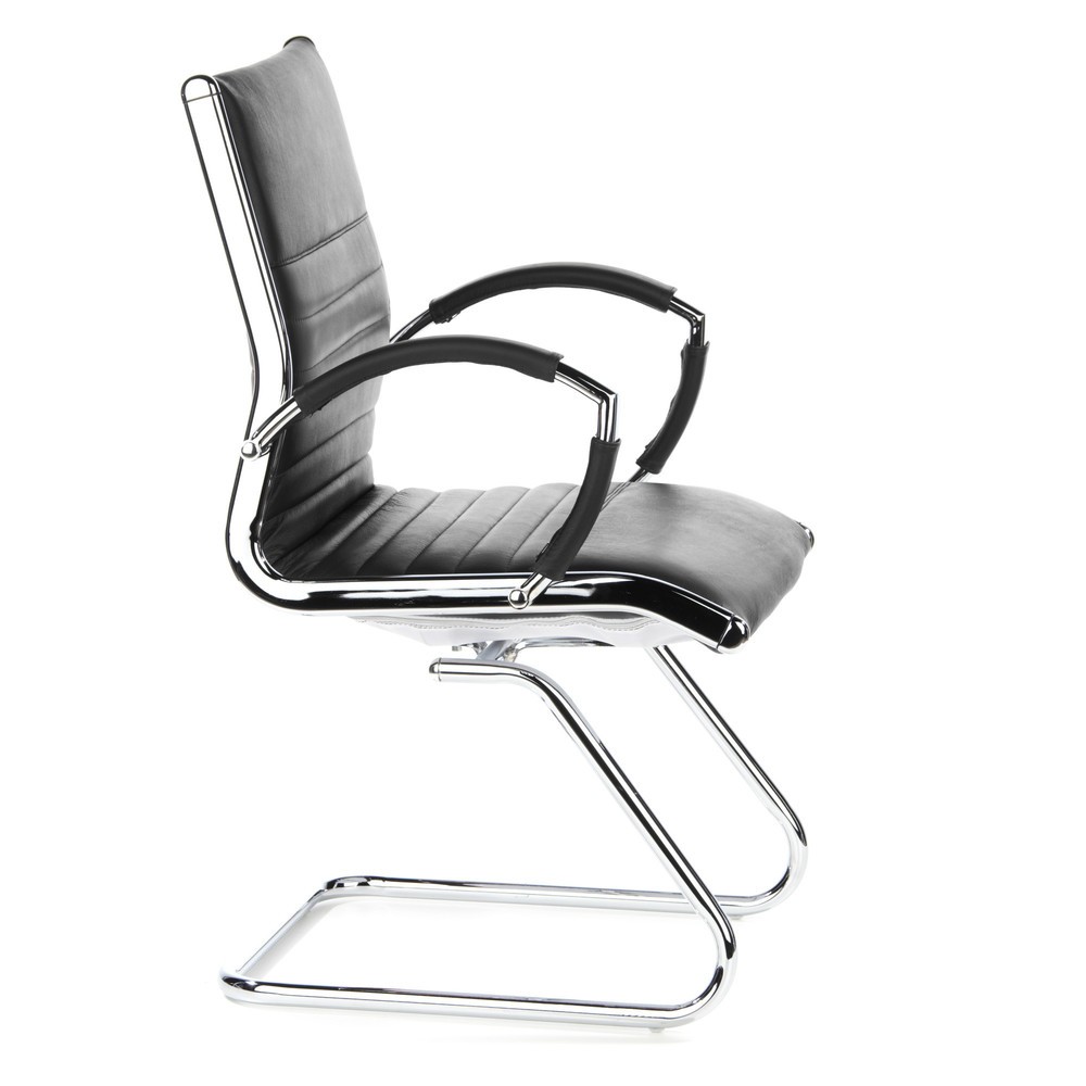 Produktabbildung Nr. 3: hjh OFFICE Konferenzstuhl / Freischwinger PARMA V Leder, schwarz Chrom