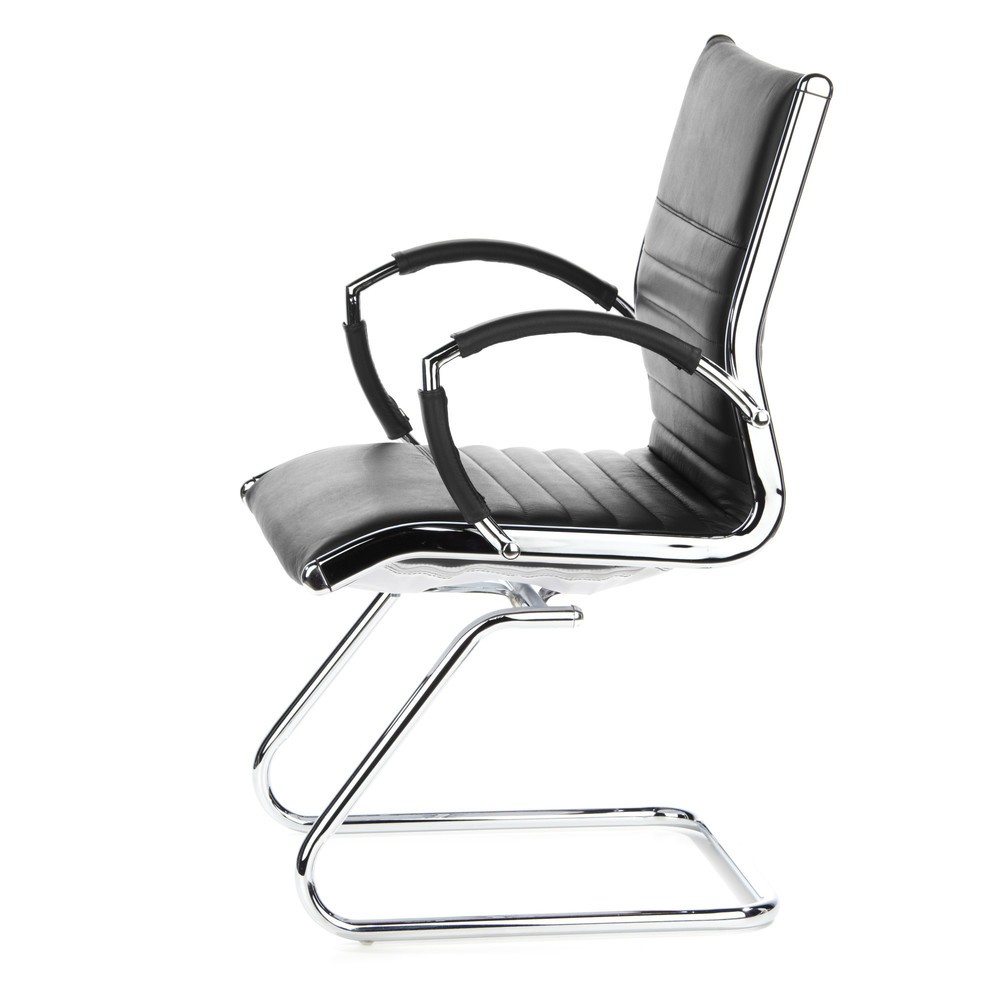 Produktabbildung Nr. 9: hjh OFFICE Konferenzstuhl / Freischwinger PARMA V Leder, schwarz Chrom
