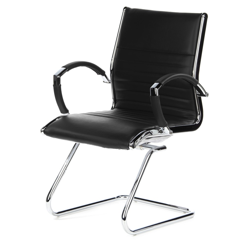 Produktabbildung Nr. 10: hjh OFFICE Konferenzstuhl / Freischwinger PARMA V Leder, schwarz Chrom