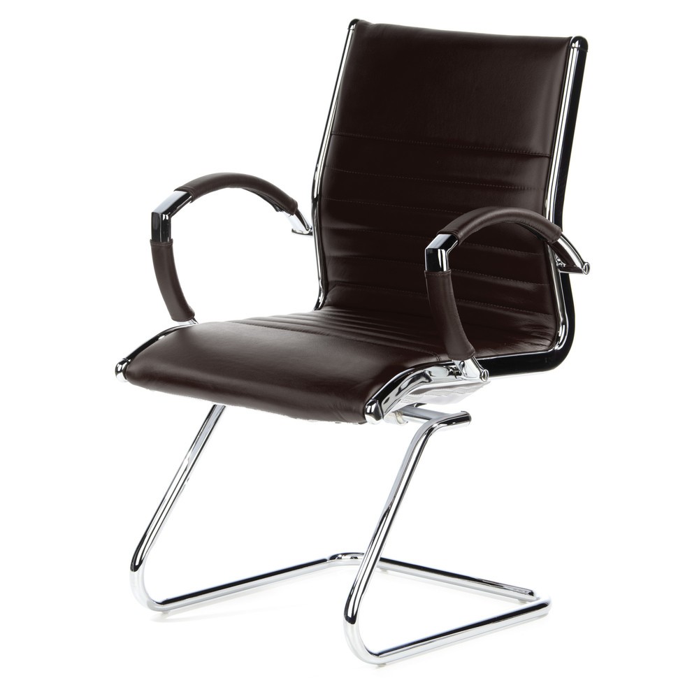 Produktabbildung Nr. 10: hjh OFFICE Konferenzstuhl / Freischwinger / PARMA V Leder, braun Chrom