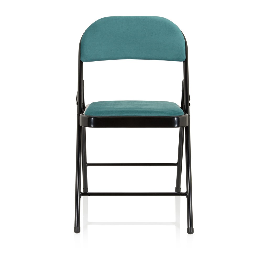 Produktabbildung Nr. 1: hjh OFFICE Konferenzstuhl / Besucherstuhl / Klappstuhl TUDELA I Samt, türkis