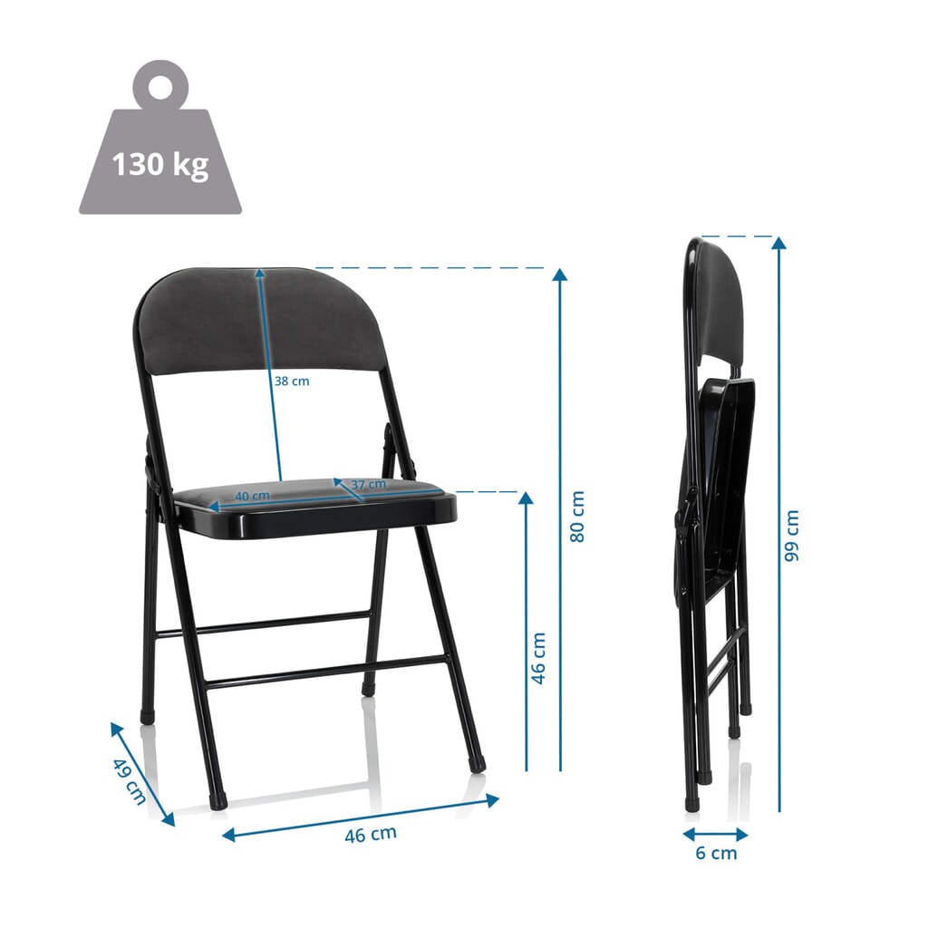 Produktabbildung Nr. 5: hjh OFFICE Konferenzstuhl / Besucherstuhl / Klappstuhl TUDELA I Samt, dunkelgrau