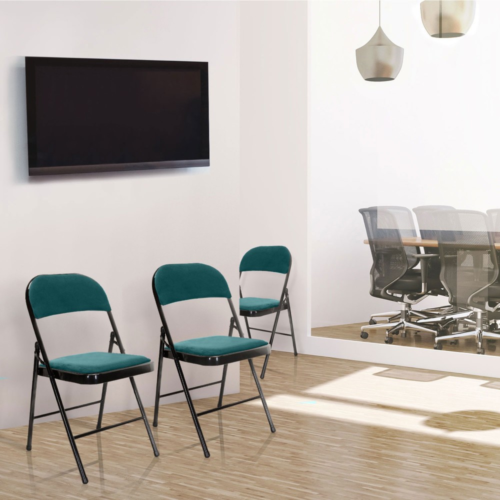 Produktabbildung Nr. 7: hjh OFFICE Konferenzstuhl / Besucherstuhl / Klappstuhl TUDELA I Samt, türkis