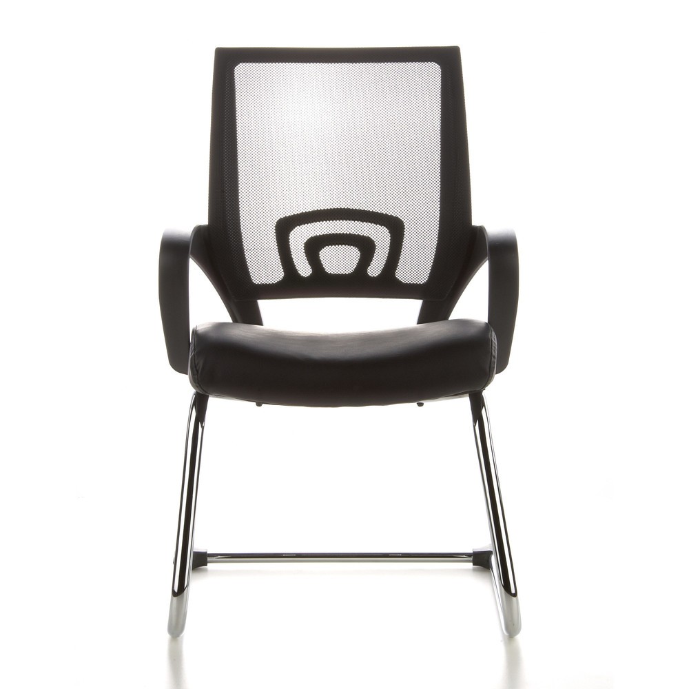 Produktabbildung: hjh OFFICE Konferenzstuhl / Freischwinger VISTO NET V Netzstoff, schwarz Chrom