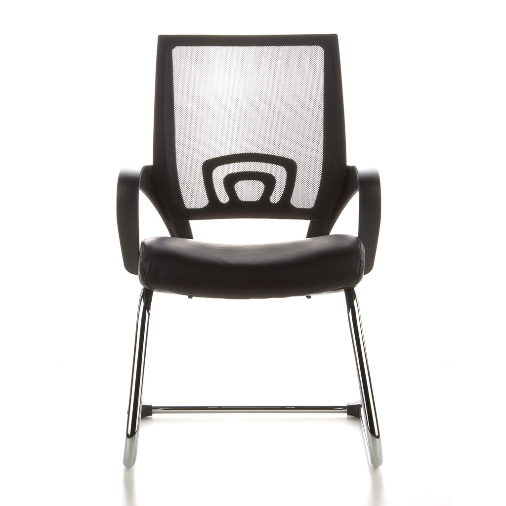 Produktabbildung: hjh OFFICE Konferenzstuhl / Freischwinger VISTO NET V Netzstoff, schwarz Chrom