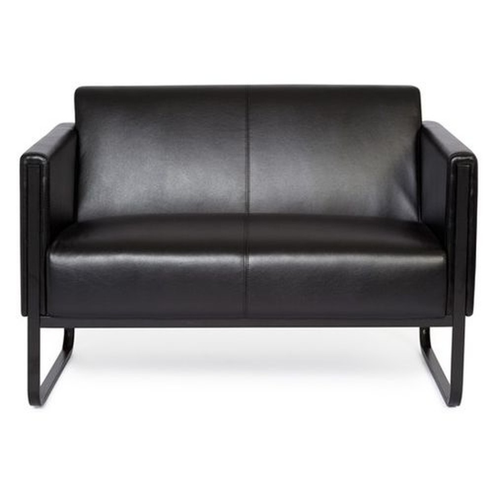 Produktabbildung: hjh OFFICE Loungesofa BALI BLACK Gestell schwarz Kunstleder glatt, 2-Sitzer, schwarz