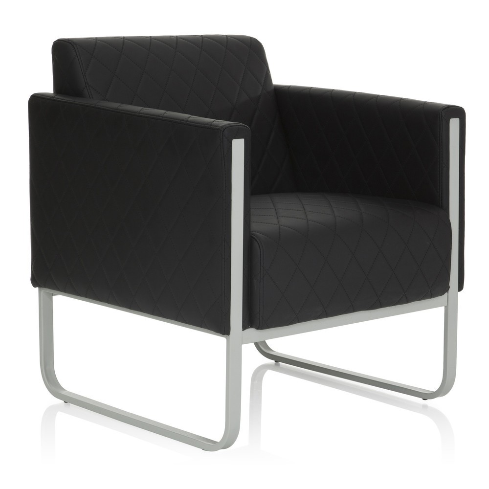 Produktabbildung Nr. 2: hjh OFFICE Loungesessel ARUBA STEP Gestell lichtgrau Kunstleder, 1-Sitzer, schwarz
