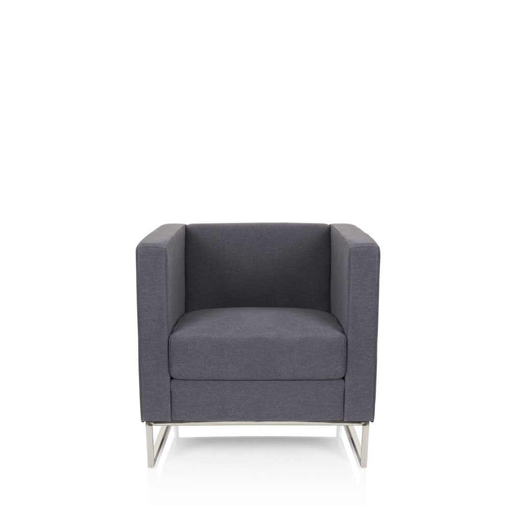 Produktabbildung: hjh OFFICE Loungesessel BARBADOS Gestell Edelstahl Stoff, 1-Sitzer, dunkelgrau