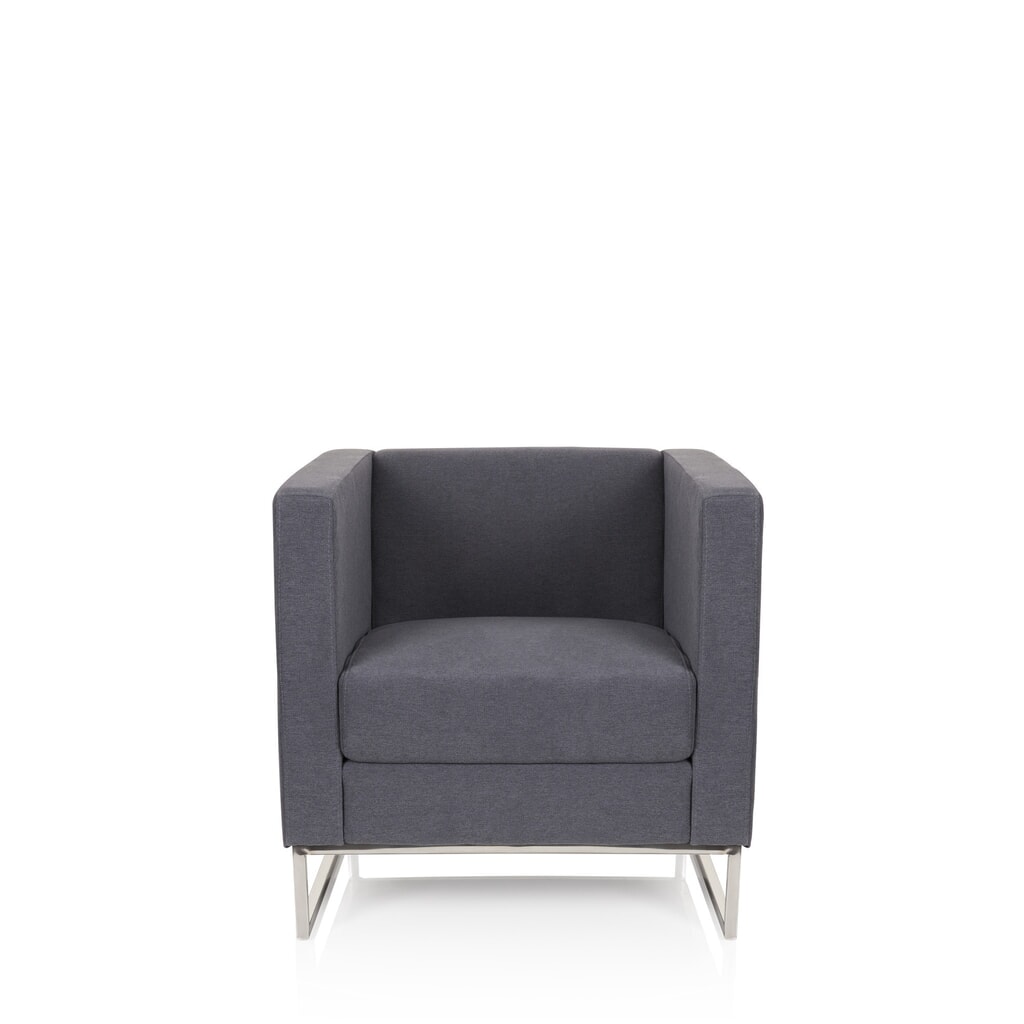 Produktabbildung: hjh OFFICE Loungesessel BARBADOS Gestell Edelstahl Stoff, 1-Sitzer, dunkelgrau