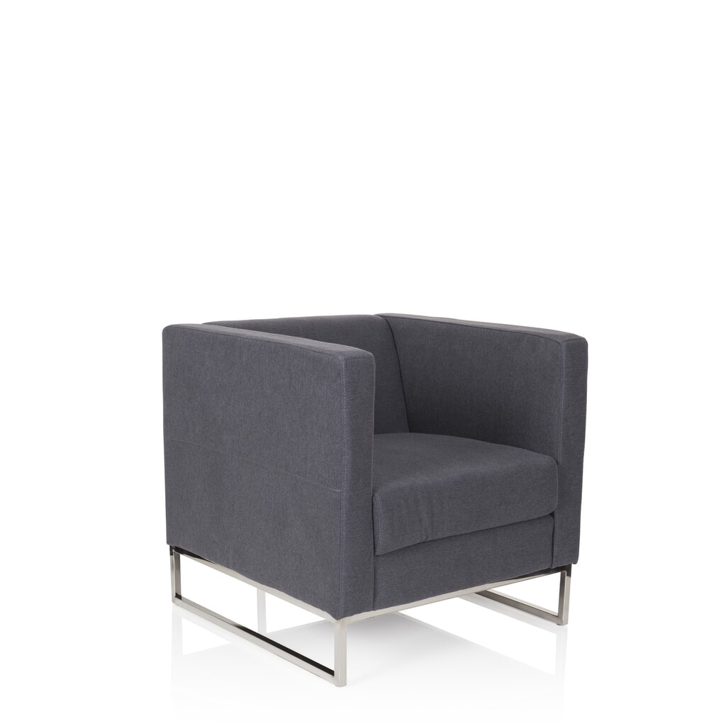 Produktabbildung Nr. 2: hjh OFFICE Loungesessel BARBADOS Gestell Edelstahl Stoff, 1-Sitzer, dunkelgrau