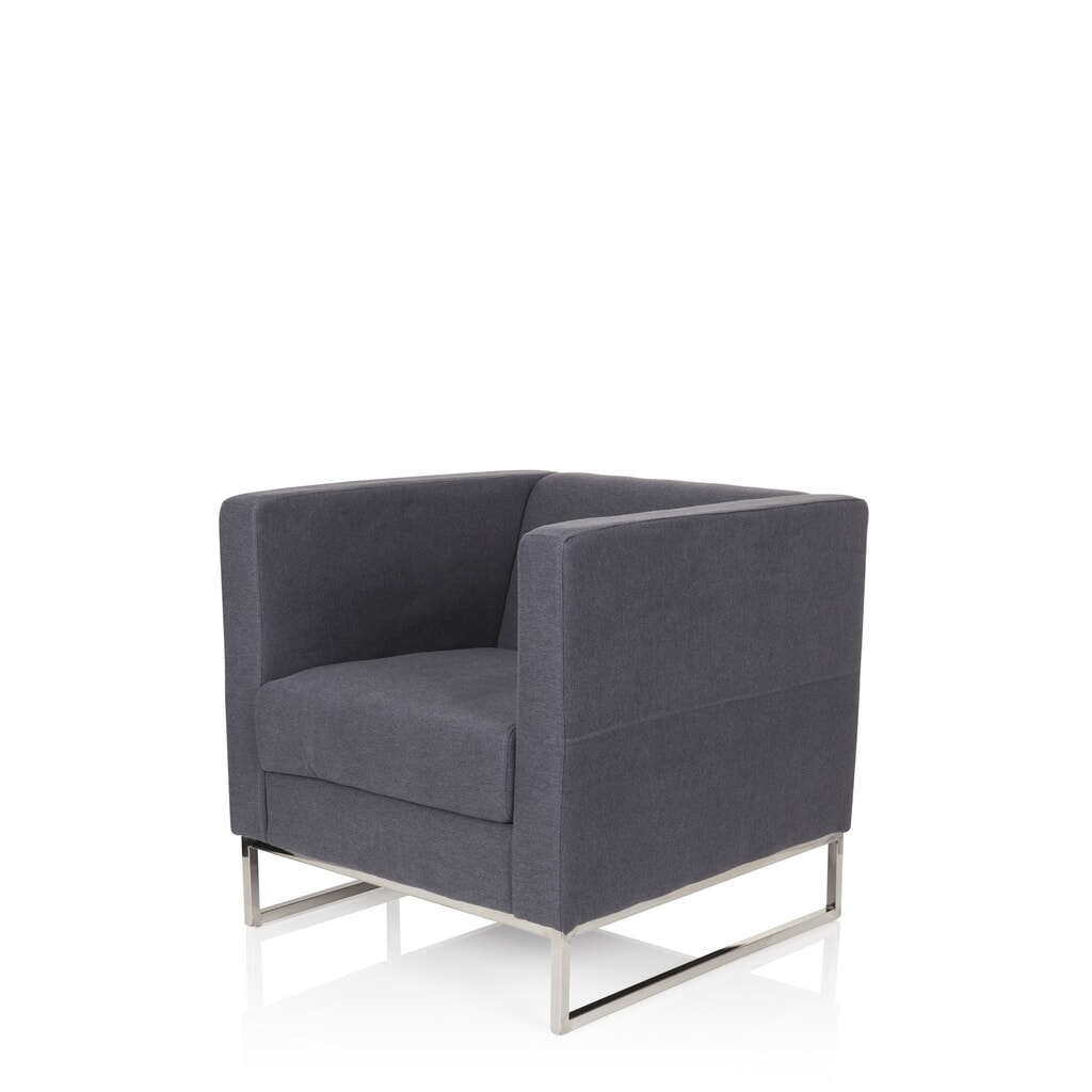Produktabbildung Nr. 10: hjh OFFICE Loungesessel BARBADOS Gestell Edelstahl Stoff, 1-Sitzer, dunkelgrau