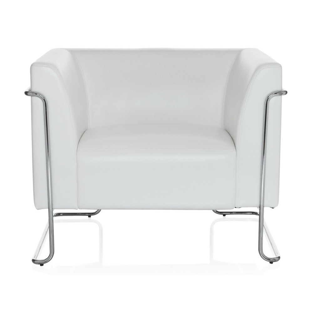 Produktabbildung: hjh OFFICE Loungesessel CURACAO Kunstleder, 1-Sitzer, weiß